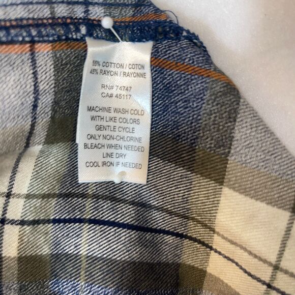Natural Reflections Flannel Shirt Dress Navy Green size 2 - Picture 5 of 5